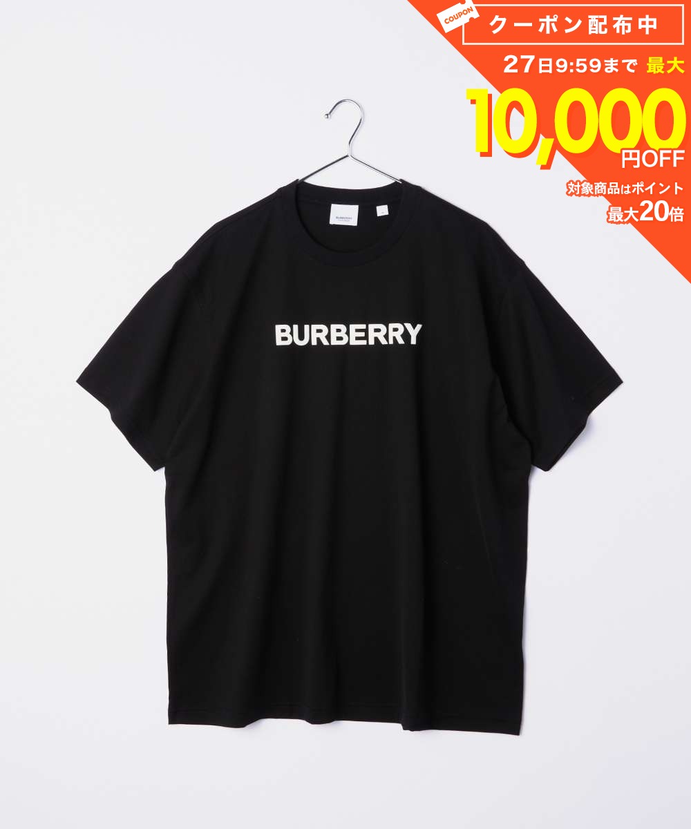 樂天商城 - バーバリー BURBERRY 8055307 Tシャツ メンズ トップス 半袖 コットン クルーネック カットソー ロゴプリント クルーネック 黒 カジュアル オーバーサイズ ブラック XS S M L XL