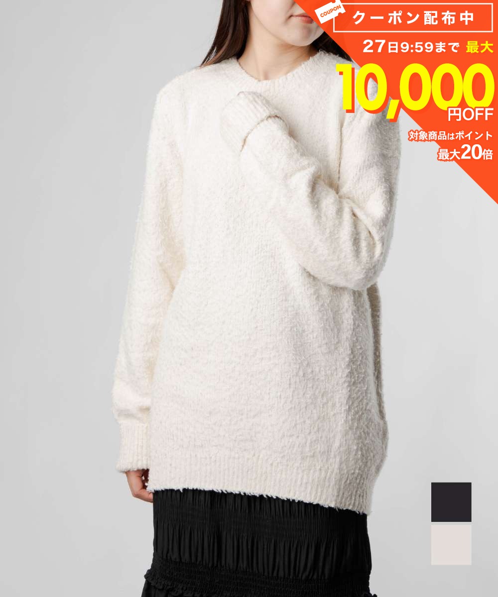 樂天商城 - メゾン マルジェラ MAISON MARGIELA SI0GP0001 S17664 ニット SWEATER レディース トップス 長袖 オーバーサイズ パイル セーター クルーネック ロングスリーブ リブ編み 4ステッチ 秋冬 オフホワイト ブラック XS S M