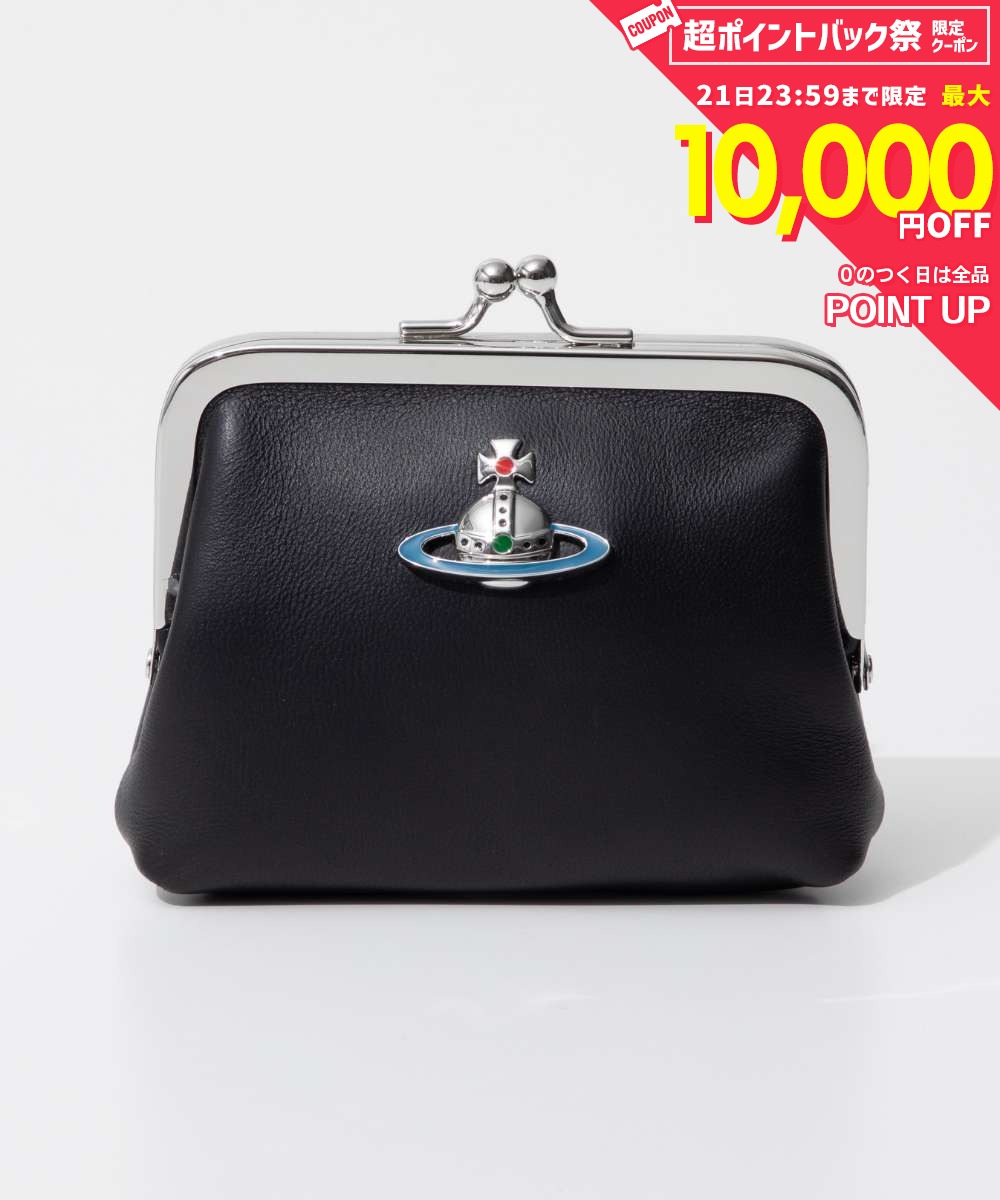 ヴィヴィアンウェストウッド Vivienne Westwood 52010018U L001L 小銭入れ NAPPA FRAME COIN PURSE レディース 財布 コインケース ナッパ ミニ財布 がま口 コンパクトウォレット ロゴ 小物入れ ポーチ プレゼント ギフト ブラック