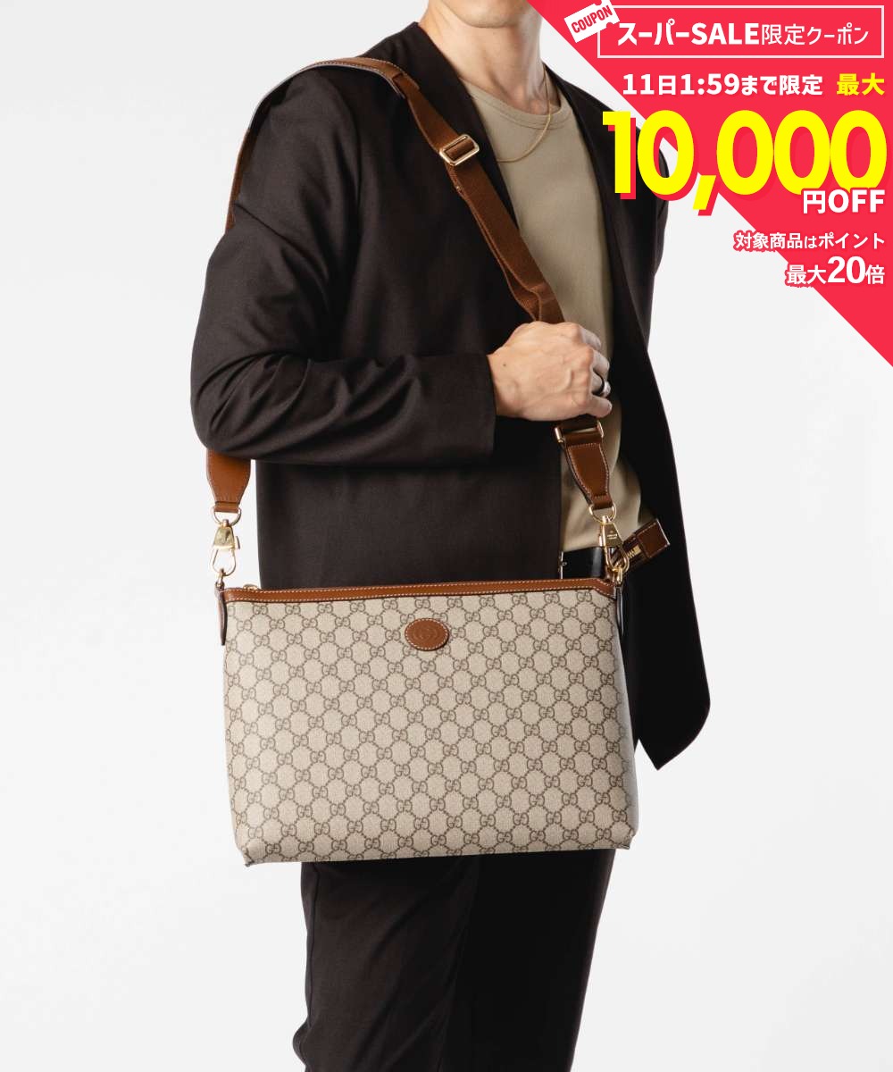 Rakuten - MAX10%OFF! グッチ GUCCI 792084 92THG ショルダーバッグ CROSSBODY BAGS T.GG SUPR/AZAL. メンズ バッグ インターロッキングG付き ラージ クロスボディ GGスプリーム キャンバス レザー カジュアル ロゴ ギフト プレゼント ベージュ