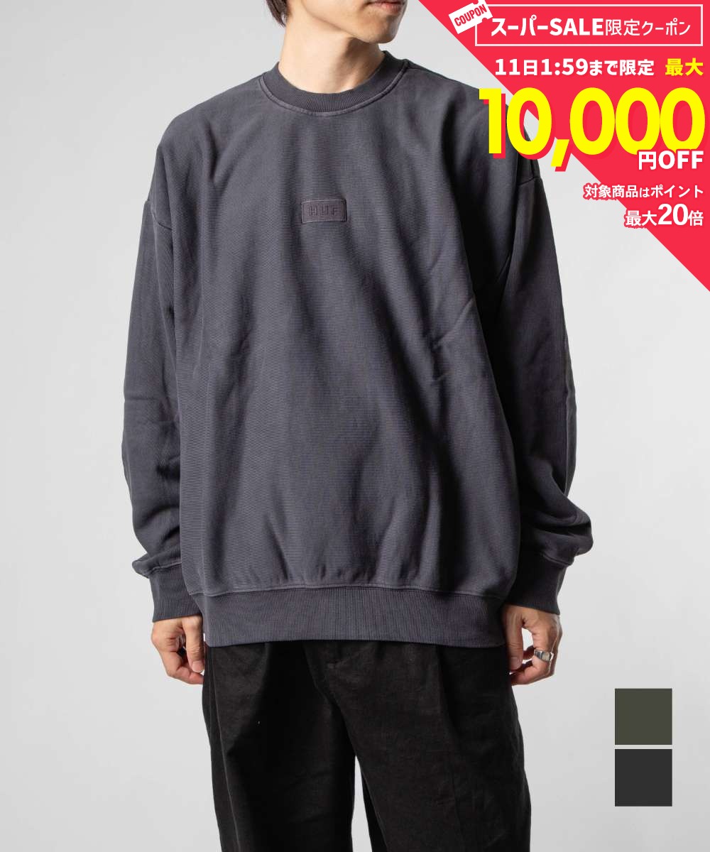 Rakuten - MAX12%OFF! ハフ HUF FL00230 スウェット MASON CREWNECK FLEECE メンズ レディース トップス メイソン クルーネック 長袖 ロゴ シンプル ストリート カジュアル スケーター ブランド ブラック グリーン S M L XL