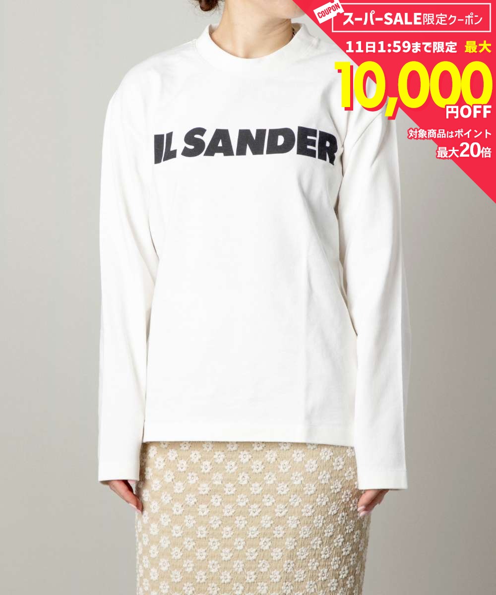 Rakuten - MAX20%OFF! ジルサンダー JIL SANDER T-SHIRT CN LS J02GC0107-J45148-102 ユニセックス トップス Tシャツ プリントロゴ コットンジャージーTシャツ 長袖 ロゴTシャツ オーバーサイズ クルーネック プレゼント お祝い シャツ カットソー カジュアル
