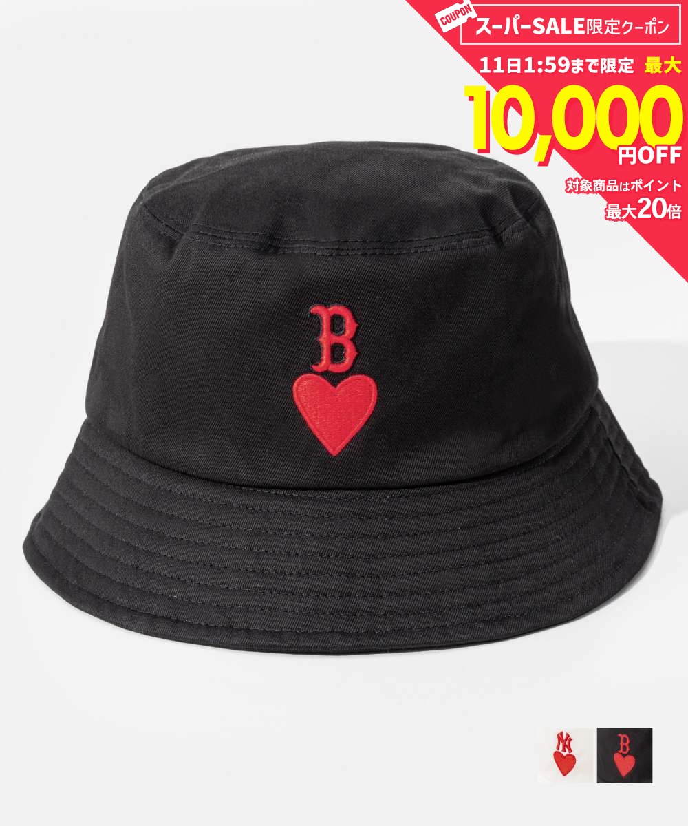 乐天商城 - MAX13%OFF! エムエルビーコリア MLB Korea Heart Bucket Hat ハート バケット ハット BOSTON REDSOX ボストンレッドソックス NEW YORK YANKEES ニューヨークヤンキース 3AHTH013N バケットハット ユニセックス 帽子