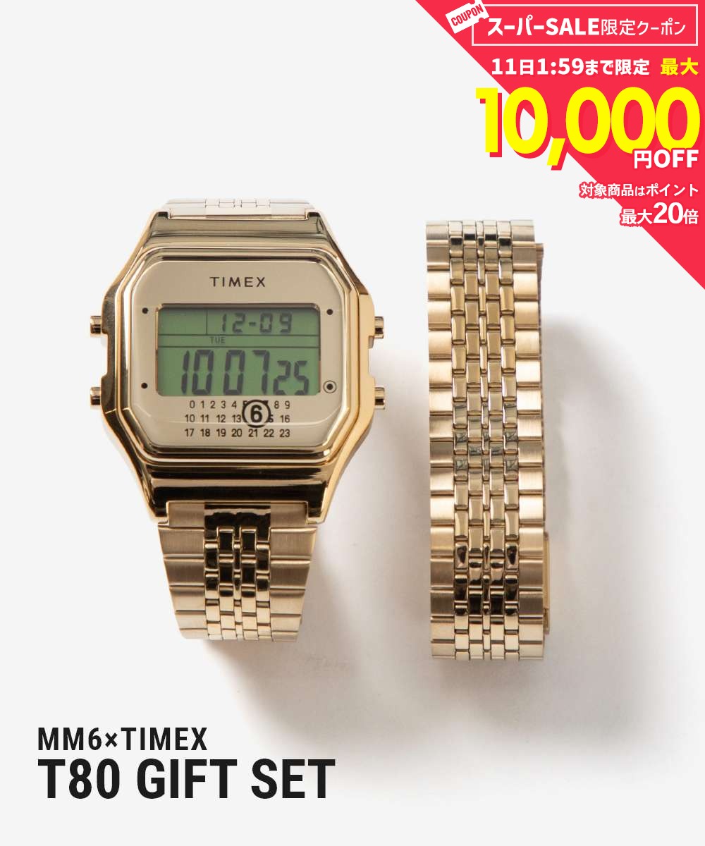 Rakuten - 【5日限定★エントリーで最大100％ポイントバック！当選確率1/2 】 MAX12%OFF! MM6 Maison Margiela × TIMEX エムエム6 メゾンマルジェラ ×タイメックス T80 34mm ウォッチギフトセット TWG067500 腕時計 ユニセックス 時計 ゴールド GOLD-TONE GIFT SET W/EXTRA BRACELET