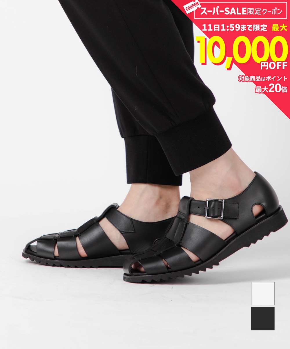 Rakuten - 【10日限定★エントリーで最大100％ポイントバック！当選確率1/2 】 MAX12%OFF! パラブーツ PARABOOT 123312 サンダル PACIFIC (パシフィック) メンズ シューズ レザー グルカサンダル ブラック 革靴 本革 グラディエーター 編み込み カジュアル イタリア製 プレゼント ギフ