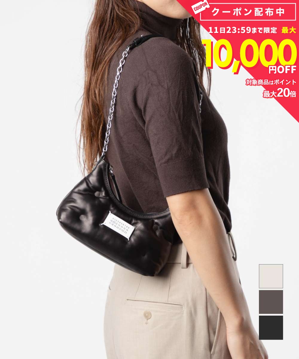 メゾン マルジェラ MAISON MARGIELA SB1WG0021 P4300 ショルダーバッグ GLAM SLAM HOBO MICRO メンズ レディース バッグ グラム スラム ホーボー マイクロ クロスボディ 肩掛け 本革 レザー チェーン カジュアル プレゼント ギフト お出掛け ブランド おしゃれ ブラック
