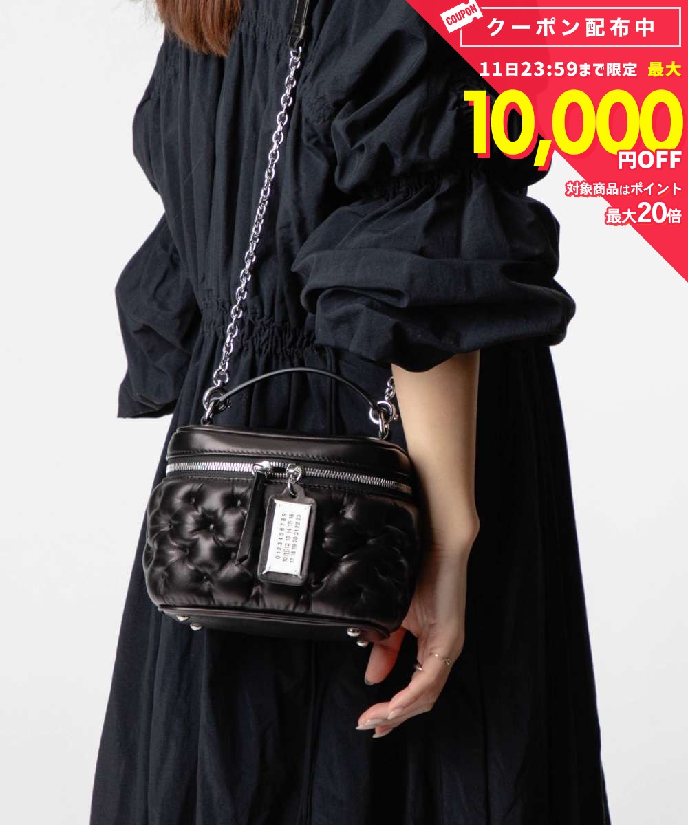 メゾン マルジェラ MAISON MARGIELA SB2WD0091 P6434 ハンドバッグ GLAM SLAM VANITY BAG レディース バッグ グラム スラムエンブロイダリー バニティバッグ ナンバリングロゴ レザー お出かけ ギフト プレゼント 鞄 ブラック