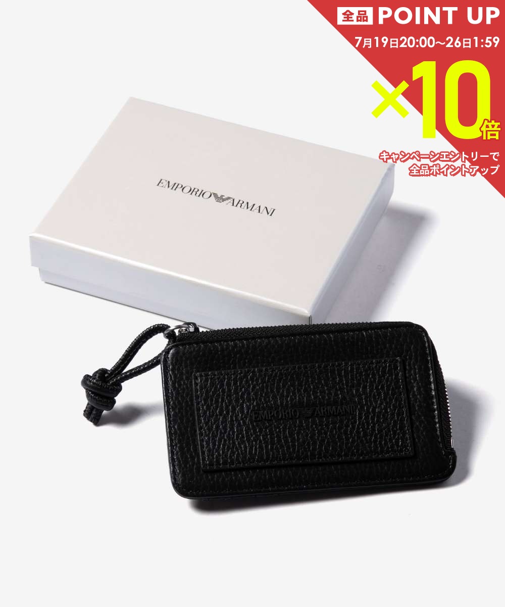  エンポリオアルマーニ EMPORIO ARMANI FASTENER CARDHOLDER ジップ付き カードホルダー Y4R575 Y068E カードケース フラグメントケース ロゴ メンズ 財布 小物 ブラック