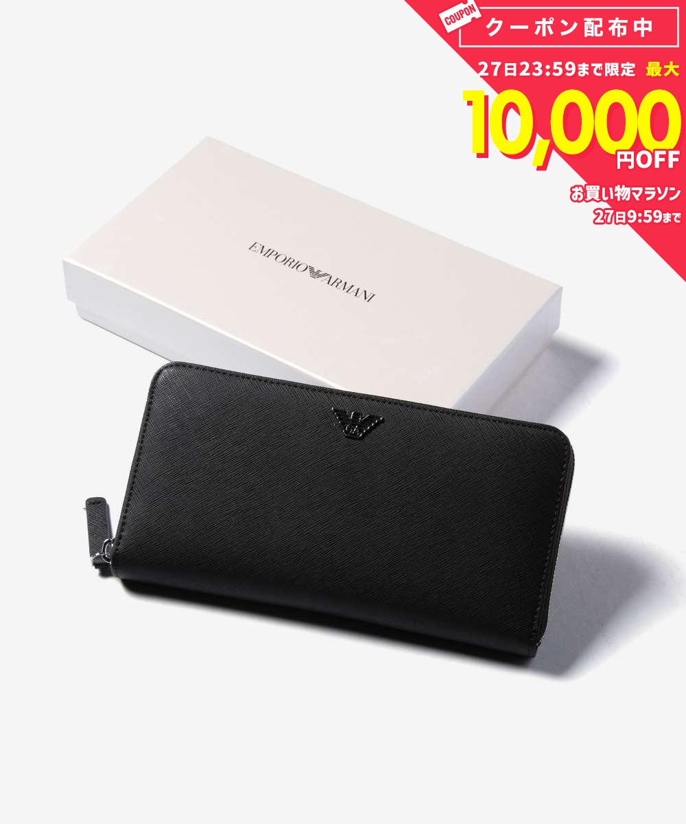 엠포리오 아르마니 EMPORIO ARMANI ROUNDLONG WALLET 라운드 롱 지갑 Y4R169 Y138E 긴 지갑 로고 남성 지갑 블랙