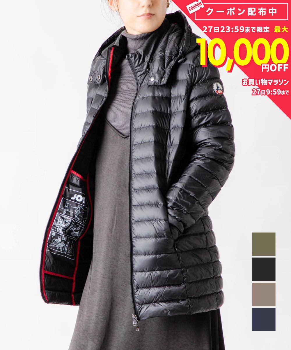 ジョット JOTT レディース ダウン ジャケット NOUR WDOW12 FW22 ダウンジャケット レディース アウター ダウンコート ライトダウン ヌール ロング丈 軽量 防寒着 フード着脱可 大きいサイズ 黒 ビジネス 秋冬 ギフト トープ マリン ブラック アーミー XS S M L XL XXL