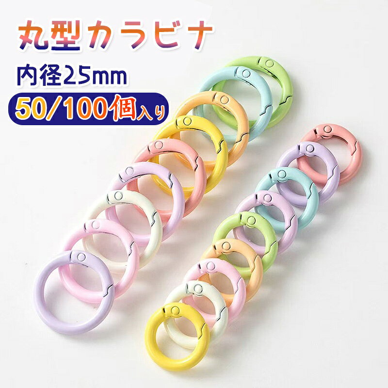 ナスカン カラビナ 丸 カラフル キーホルダー リング 丸型 おしゃれ 内径 25mm 50/...