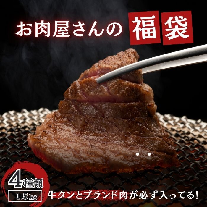肉福袋 4種以上1.5kg以上(牛タン・ブランド肉入り)12,000円相当