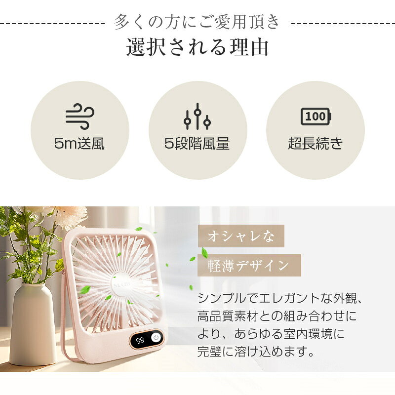 卓上扇風機 卓上&壁掛け 充電式 ミニ扇風機 扇風機 ハンディファン 薄型 オフィス...