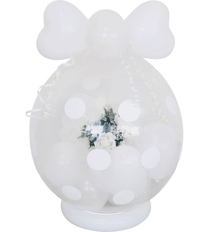 【土日祝・正月営業】誕生日 フラワー バルーン 花 ギフト プレゼント 結婚式 フラワー ギフト 即日 電報 風船 お祝い パーティー 飾り 付け ホワイト系ミニフラワー ラッピングバルーン81【楽ギフ_メッセ入力】【あす楽_年中無休】