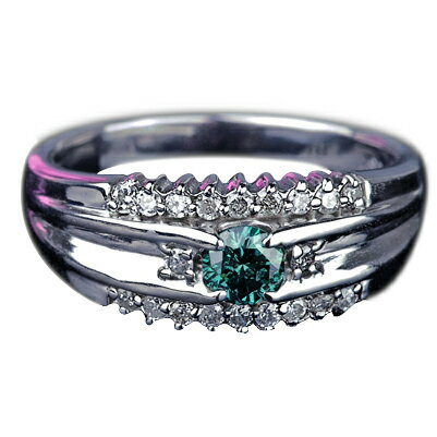 ブルーダイヤモンド リング 0.3ct K18WG