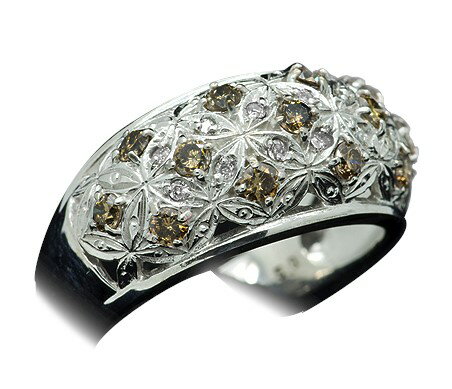 【選べる地金】ブラウンダイヤモンド リング 0.5ct K10WG/K10YG