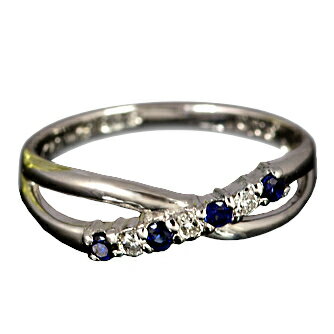 乐天商城 - 【選べる地金】サファイヤ クロスライン リング 0.15ct K10WG/K10YG