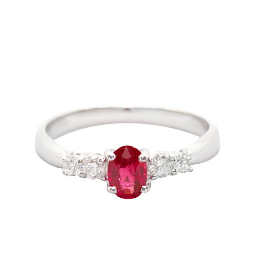 【選べる地金】ルビー リング 0.6ct Pt900/K18WG/K18YG