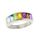 【選べる地金】レインボーカラー 一文字リング2.0ct SV925/K10WG/K10YG/K10PG