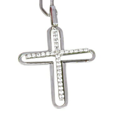 Rakuten - 【選べる地金】ダイヤモンド クロス スイング ペンダント 0.3ct K18WG/K18YG 十字架
