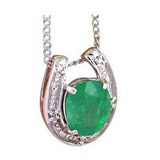 【選べる地金】エメラルド ペンダント 1.5ct Pt900/K18WG/K18YG 馬蹄（ばてい）