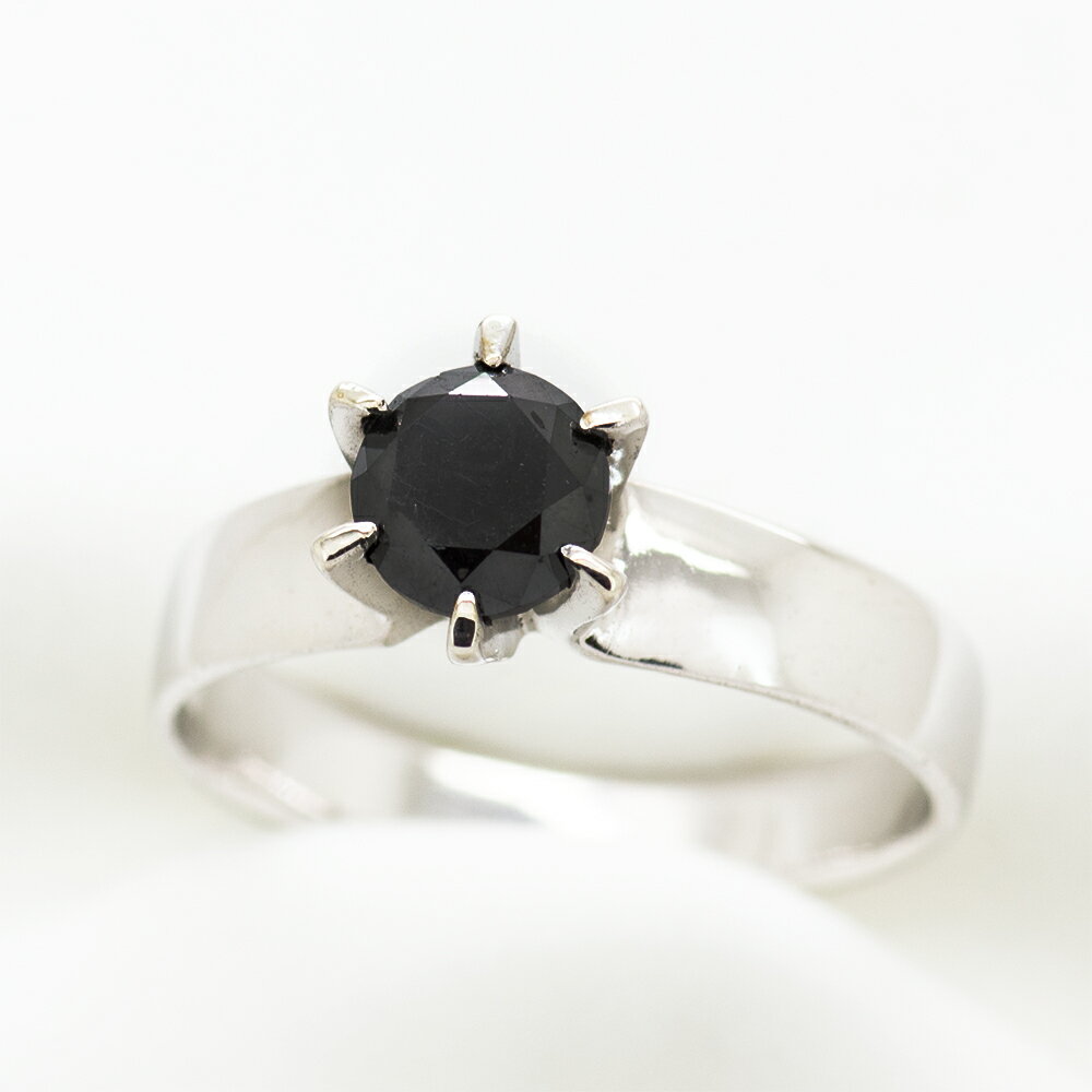 乐天商城 - ブラックダイヤモンド 一粒 リング 1.0ct Pt100