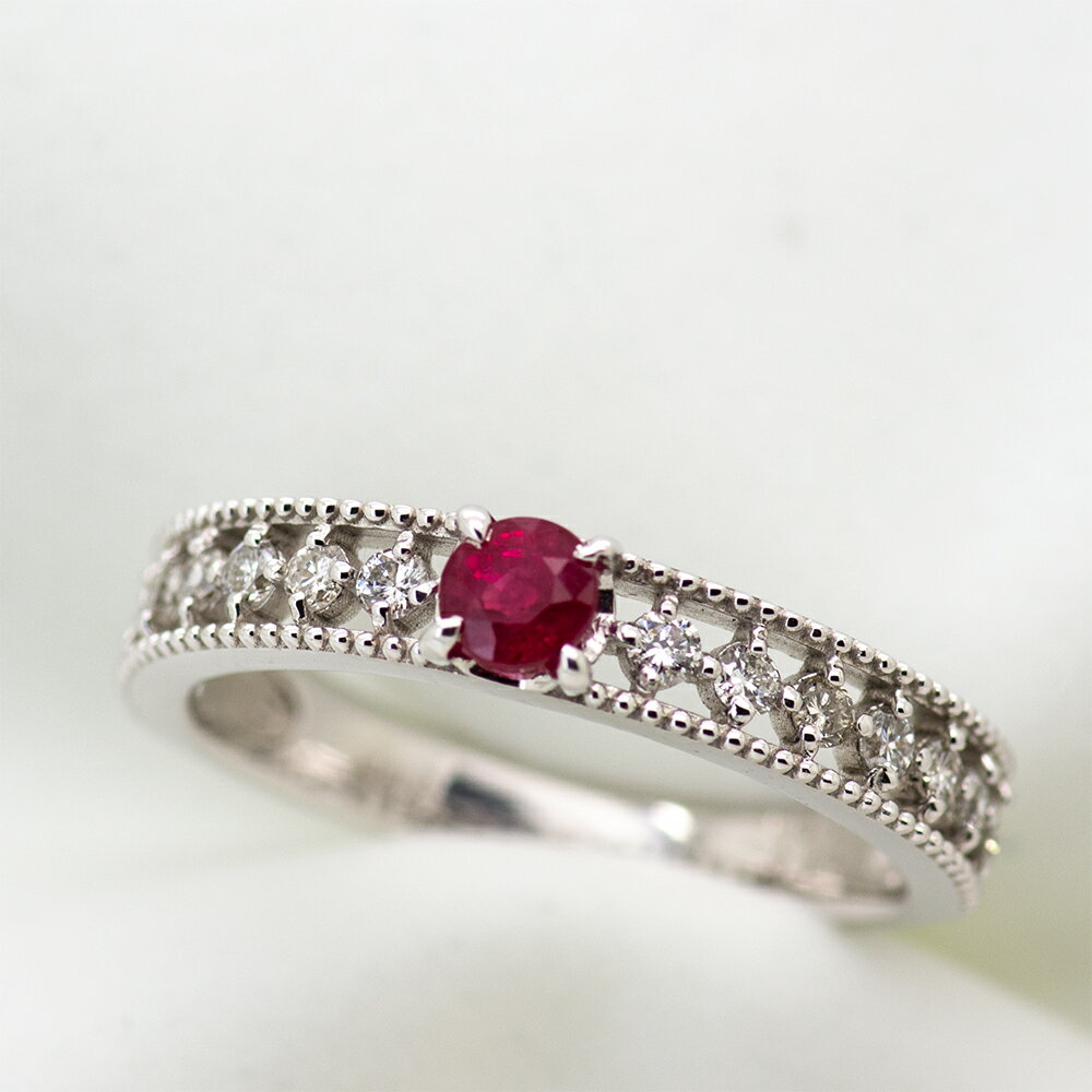 乐天商城 - 【選べる地金】ルビー Classic リング 0.3ct K18WG/K18YG