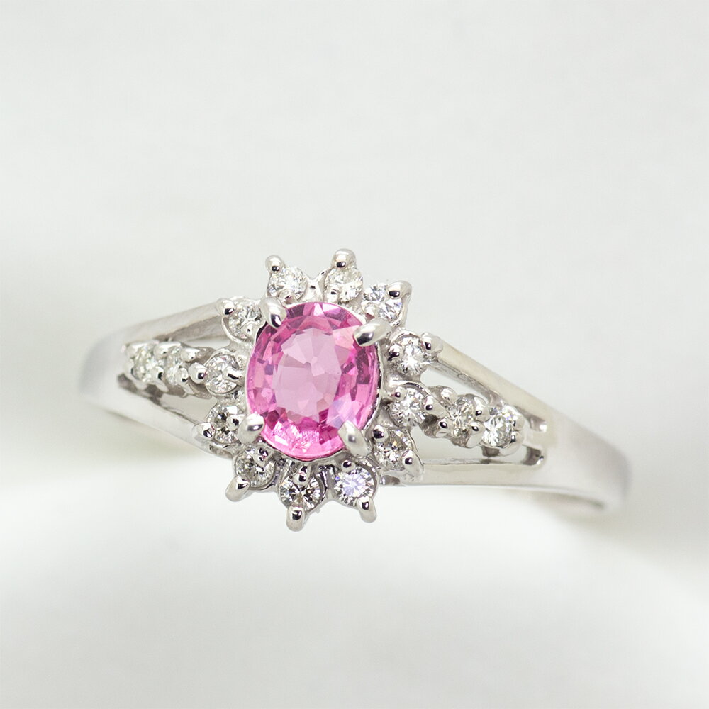 乐天商城 - 【選べる地金】ピンクサファイヤ リング 0.4ct K10WG/K10YG クラシカルフラワー