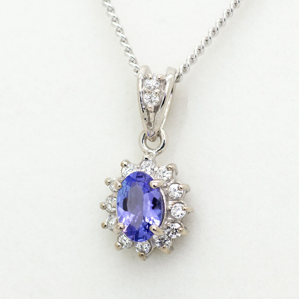 乐天商城 - 【選べる地金】タンザナイト ペンダント 0.3ct K10WG/K10YG クラシカル フラワー