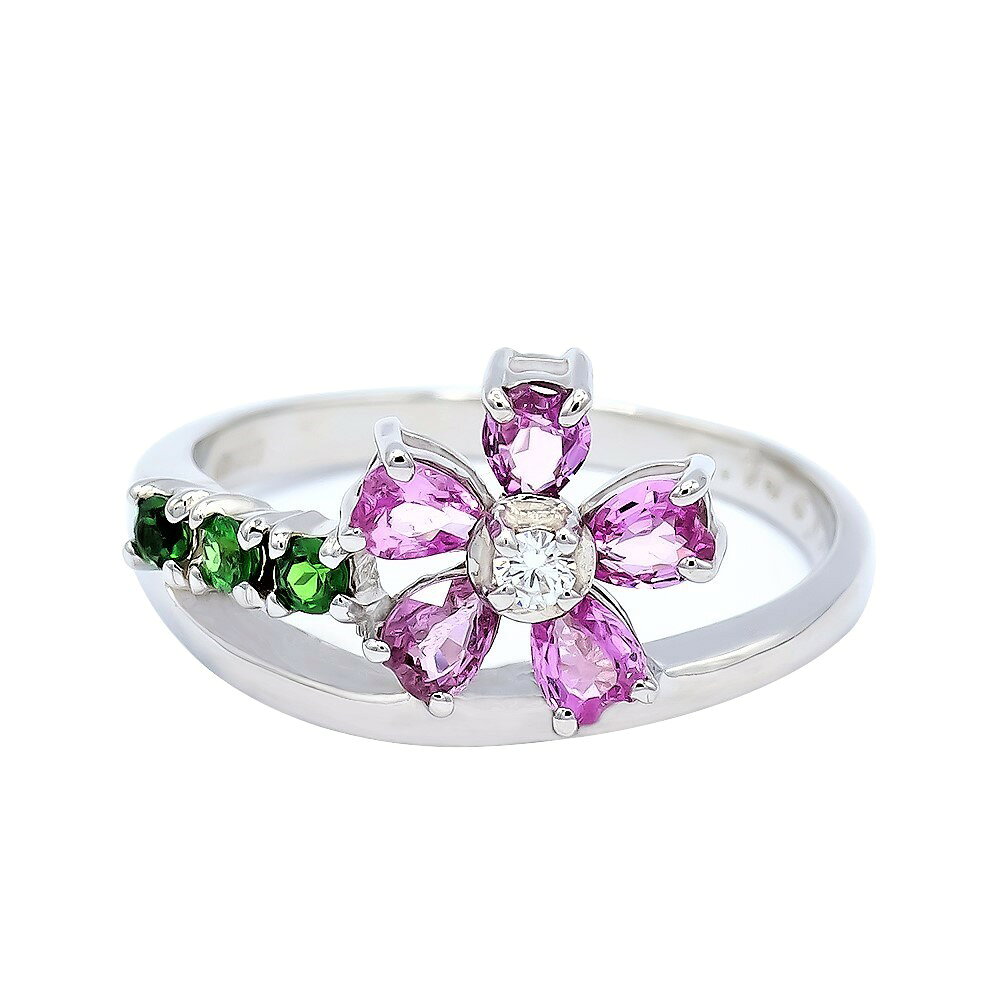 選べる地金 ピンクサファイヤ 桜モチーフ リング 0.70ct Pt900 K18WG K18YG K18PG ubazakura-10002180 ubazakura サンプル画像2
