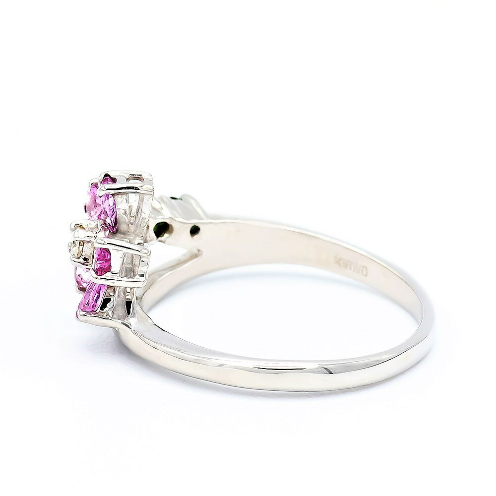 選べる地金 ピンクサファイヤ 桜モチーフ リング 0.70ct Pt900 K18WG K18YG K18PG ubazakura-10002180 ubazakura サンプル画像3
