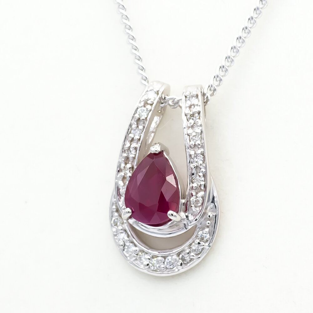 乐天商城 - 【選べる地金】ルビー ペンダント ダブル馬蹄 0.9ct Pt900/K18WG/K18YG