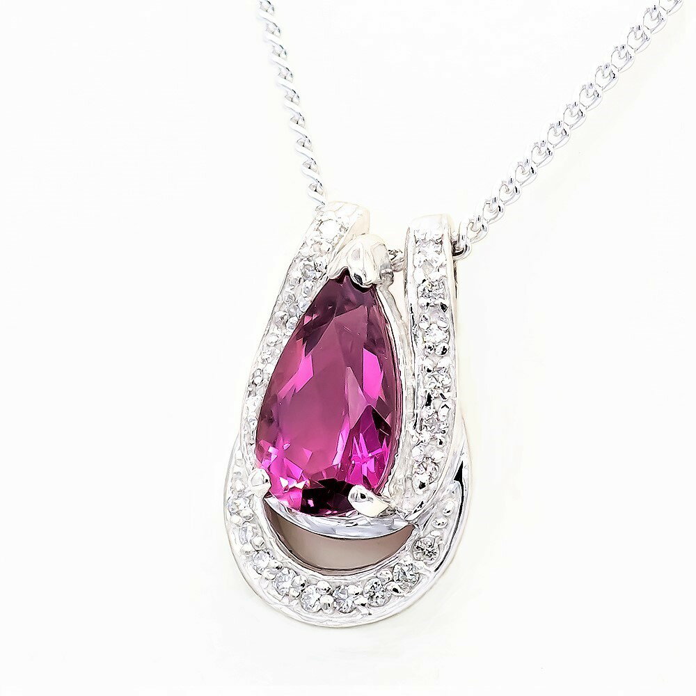 乐天商城 - 【選べる地金】ピンクトルマリン ペンダント ダブル馬蹄 1.3ct Pt900/K18WG/K18YG