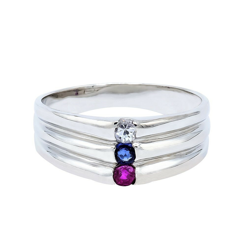 Sapphire - ルビー サファイア リング 0.20ct Pt100 トリコロール