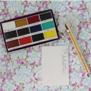 絵手紙セット(顔彩12色 墨運堂製)絵手紙教室 材料 ギフト 趣味 古希 米寿 絵てがみセット 楽ギフ のし 楽ギフ のし宛書 墨彩画 鶴太郎 道具 年賀状 春夏秋冬 教室 書き方 初心者 道具 じょうず ギフト 趣味通販 年賀状印刷 年賀状作成ソフト セール