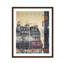 絵画 ヒロヤマガタ ヒロ・ヤマガタ ポスター ANNIE HALL SA-604 木製額縁 ブラウン ポスター 風景 建物 額入りインテリア 壁 おしゃれ 壁掛け リビング 寝室 新築祝い 開業祝い 開店祝い プレゼント