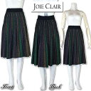 "JOIE CLAIR"　ラメが綺麗な膝丈ニット スカート　サイズS/MとM/L &nbsp; 正面/背面画像 &nbsp; 　 ブラック地に4色のラメ糸を織り込んだニット生地で作られた膝丈スカート。 織り込むラメ糸を変えて、4色のストライプ模様を作っています。 ウエスト部分は伸縮ゴム仕上げ。 Size 【表示サイズ】サイズS/MとM/L。 【サイズS/M実寸】ウエスト約52cm（伸縮ゴム）、ヒップ約81cm、着丈約66cm、総丈約66.5cm。 【サイズM/L実寸】ウエスト約63cm、ヒップ約102cm、着丈約87cm、総丈約85.5cm。 伸縮性あり。裏地なし。透け感なし。ニットのチクチク感なし。 【重さ】約350g(サイズS/M) ★一着ごとにメジャーで採寸しておりますので、若干の誤差が出る可能性がございます。 目安としてご理解ください。採寸の方法についてはこちらをご覧ください。 Color ブラック、ゴールドラメ、グリーンラメ、ブラックシルバーラメ、ミックスラメ。 ★画像については本来の色が表示されるよう調整しておりますが、お客様のご覧になる機器により若干違って見えることがあります。ご了承ください。 トルソーサイズ 黒トルソー: 9号　バスト81.5cm、ウエスト59.5cm、ヒップ87cm。9号　バスト82cm、ウエスト55cm、ヒップ81cm。 足付きトルソー: 9号　バスト82cm、ウエスト58cm、ヒップ84cm、身長は約170cm（頭付きとした場合）。 材　質 70% COTTON、30% POLYESTER。 イタリア製。 その他