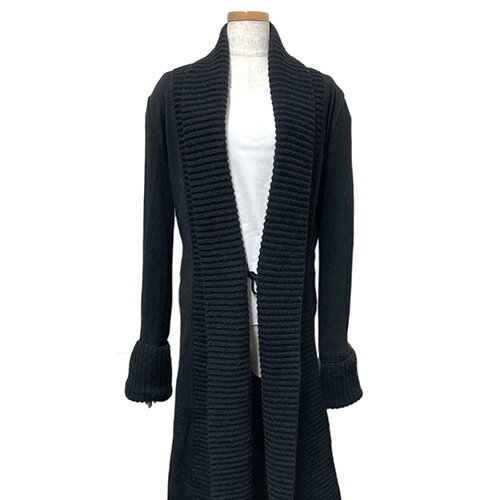 ジャンフランコ フェレ ニット ロングコート 黒 サイズ38 GIANFRANCO FERRE ウール カシミヤ ブランド レディース アパレル【中古】