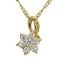 スタージュエリー STAR JEWELRY K18YG キュービックジルコニア ペンダントトップ フラワーデザイン TOP ネックレス 40cm イエローゴールド 18K ジュエリー ブランド 【中古】