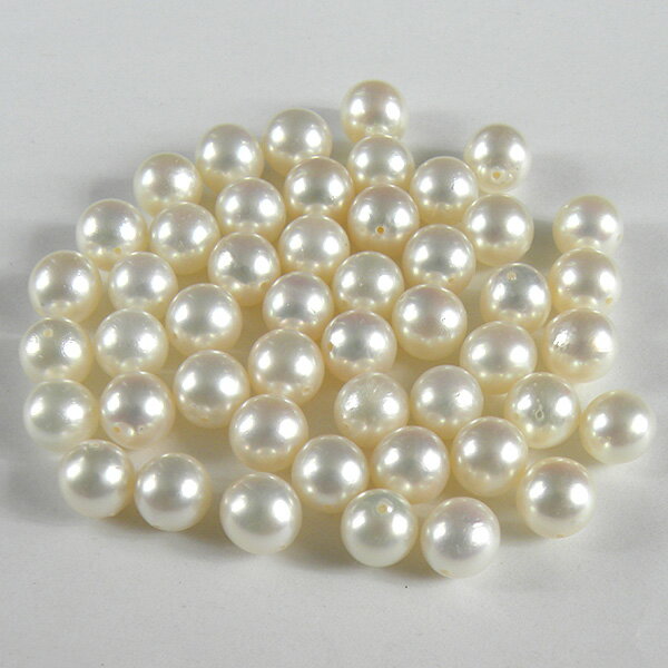 真珠 ルース 約7.0〜7.5mm パール 両穴 貫通 ホワイト 一個 1粒販売 ばら売り 手芸材料 素材 天然石【中古】【ネコポス配送】