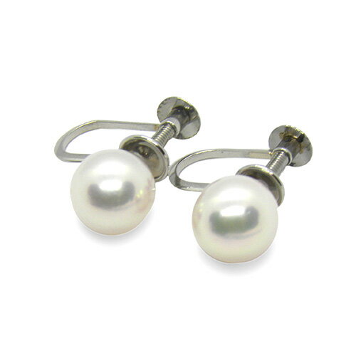 Platinum - アコヤ真珠 イヤリング 約7.2mm プラチナ 冠婚葬祭 PT850 一粒 パール 本真珠 フォーマル ジュエリー【中古】【ネコポス配送】