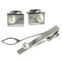 カフス タイピン セット パール 7mm シルバー 真珠 silver sv 銀 カフリンクス タイバー ネクタイピン メンズ小物 ジュエリー【中古】【ネコポス...