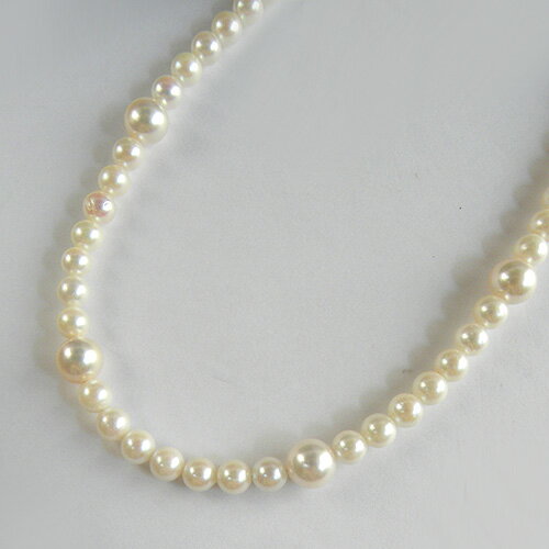 アコヤ真珠 パール デザイン ネックレス 一連 本真珠 6mm 8.5mm 47cm 白 ジュエリー【中古】(4)