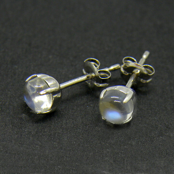 【店内最大50％OFF 12/4 20:00～12/11 1:59迄】10％OFF ムーンストーン スタッド ピアス ホワイトゴールド K14WG 一粒 4つ爪 ジュエリー【中古】