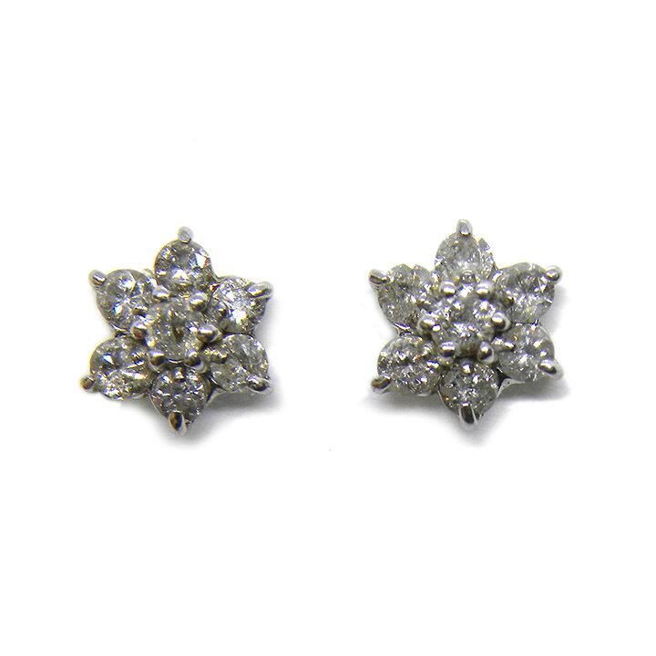 Rakuten - ダイヤモンド ピアス ホワイトゴールド フラワー K14WG D0.15ct/0.15ct スタッド ジュエリー【中古】