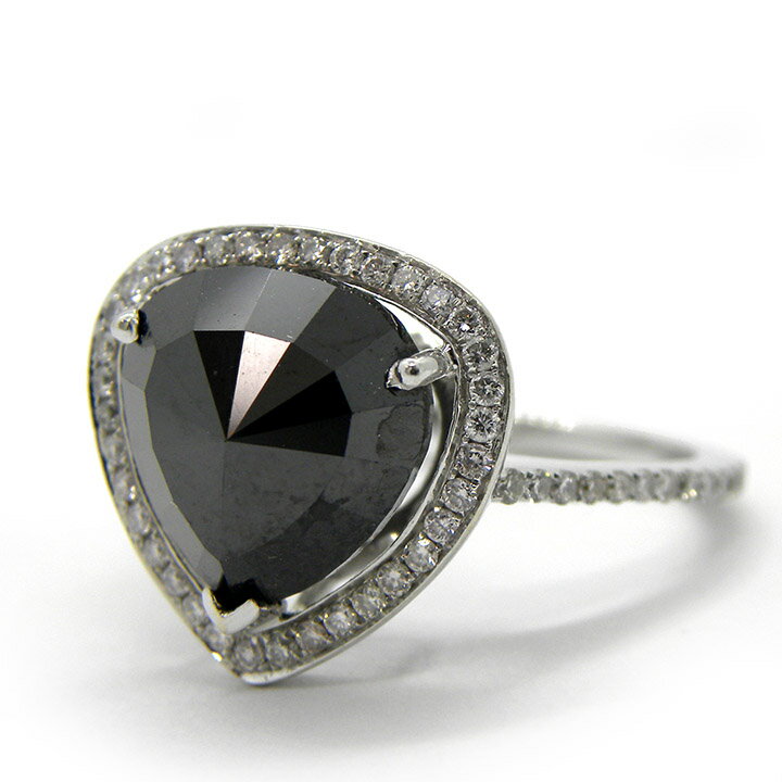 Rakuten - ブラックダイヤモンド デザイン リング ローズカット BD4.42ct D0.42ct 13号 鑑別書付き 指輪 ジュエリー 【中古】