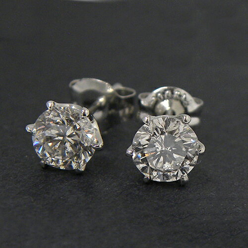一粒 ダイヤモンド ピアス D0.4ct / 0.4ct プラチナ スタッド PT900 ジュエリー 【中古】