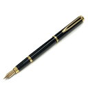 ウォーターマン WATERMAN 万年筆 IDEAL ペン先750 18k K18YG イエローゴールド F(細字) 黒 筆記具 文房具 ブランド【中古】【ネコポス配送】