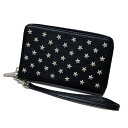 サンローランパリ スター スタッズ カード入れ ポーチ 財布 黒 382732 YSL 星 レア物 SAINT LAURENT PARIS ブランド 【中古】