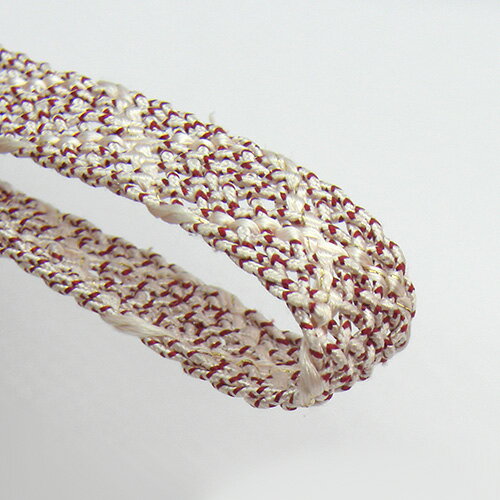 帯締め 正絹 未使用品 夏用 白 濃赤 レース織り 着付け 和装小物 手芸材料 平組 金 組紐 【中古】【ネコポス配送】